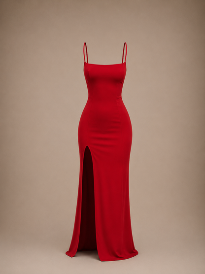 Letné Bodycon Šaty na Ramienka s Rozparkom